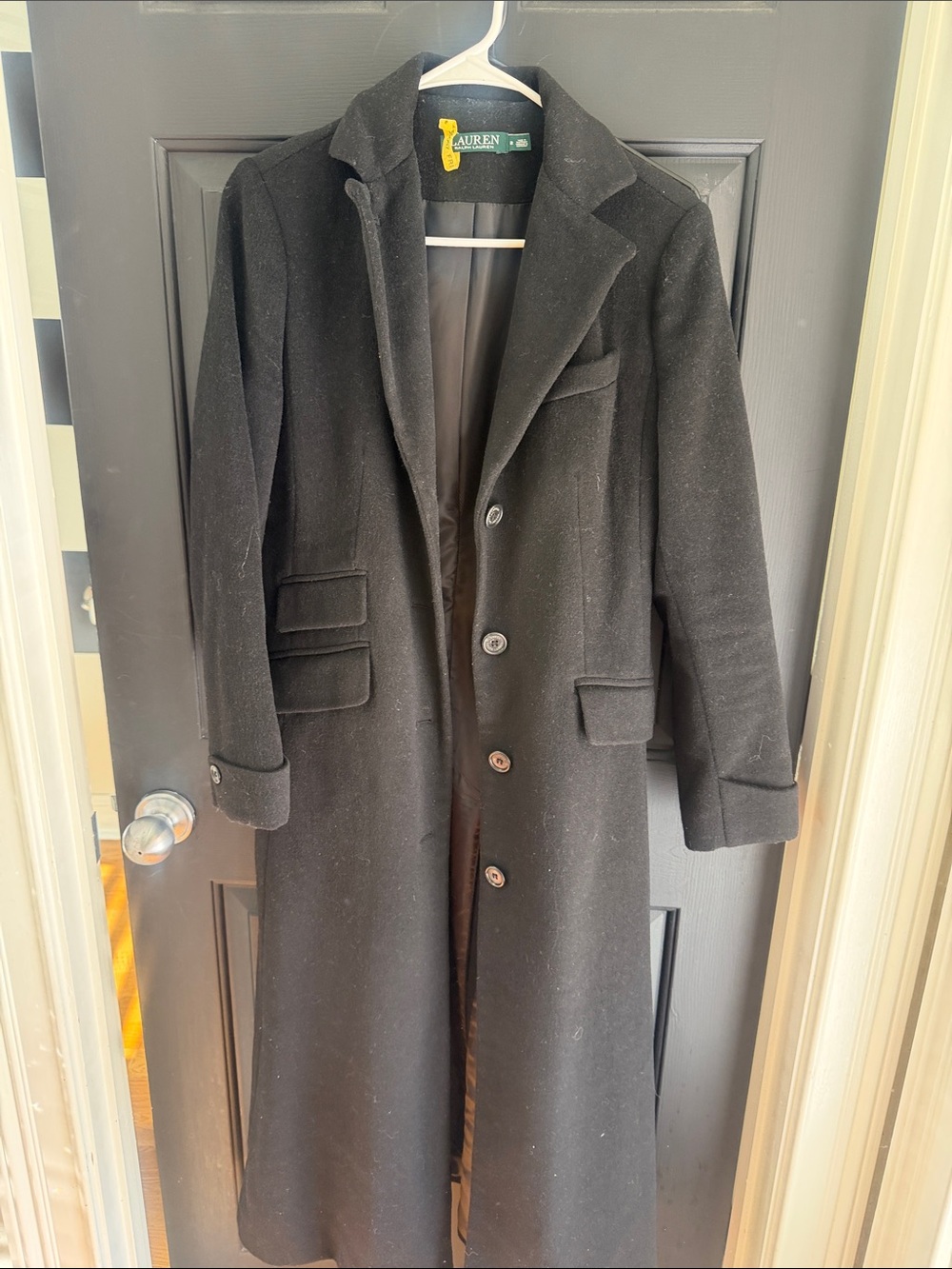 Ralph Lauren Black Long Wool Pea Coat